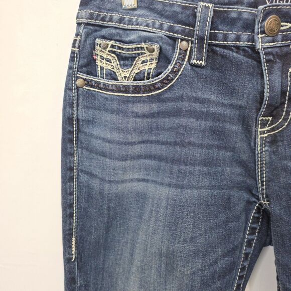 Vigoss Chelsea Capri Jeans Denim Sz 7/8 Stretch Distressed Raw Freyed Hem Casual - Picture 5 of 15